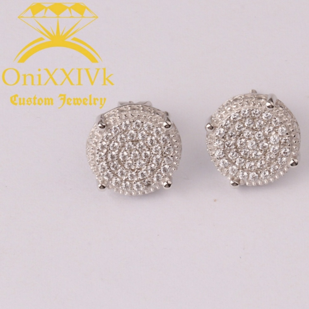 Iced Out Custom 925 Silver Studded Earrings